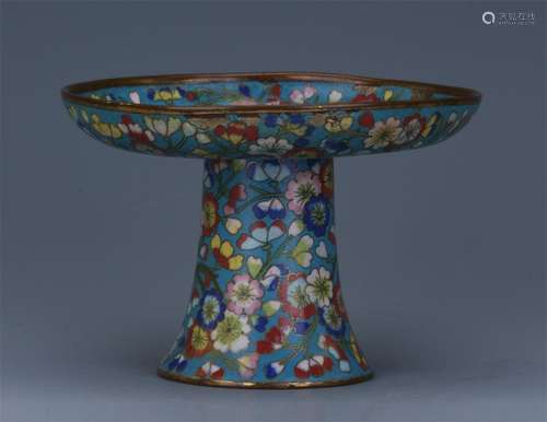 CHINESE CLOISONNE FLOWER STEM CUP