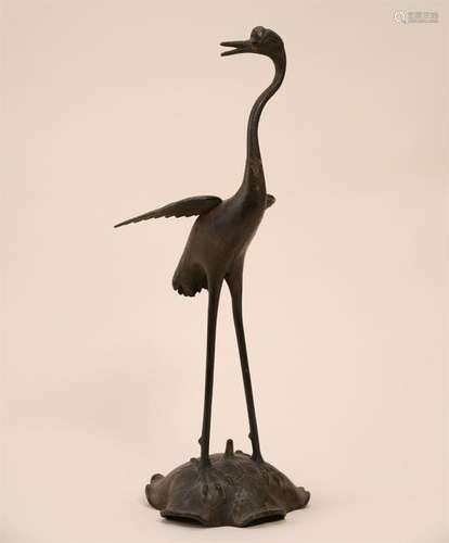 CHINESE BRONZE CRANE TABLE ITEM