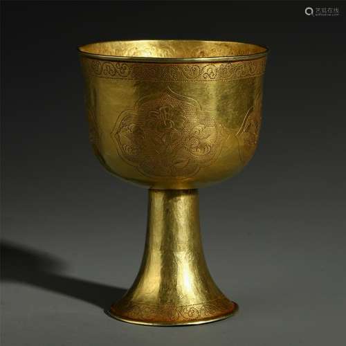 CHINESE PURE GOLD FLOWER CUP