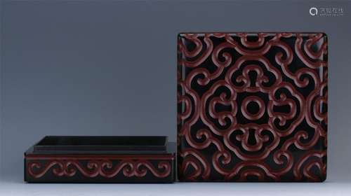 CHINESE CINNABAR SQUARE BOX