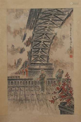 CHINESE SCROLL PAINTING OF LANDSCAPE