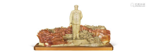 六十年代 毛主席走遍祖國大地靑田石雕