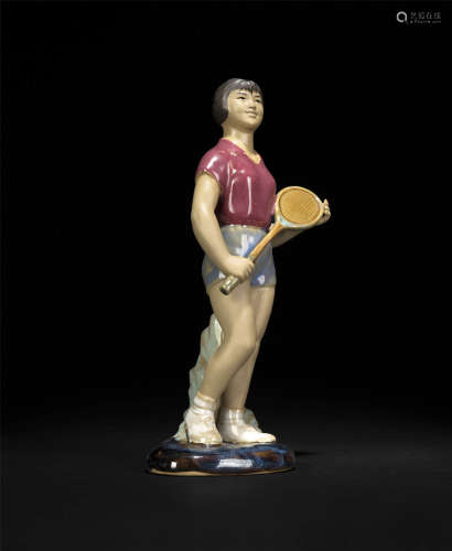 六七十年代 石灣羽毛球運動員雕塑