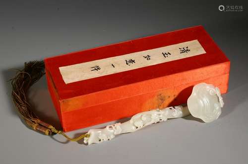 CHINESE WHITE JADE RUYI SCEPTER