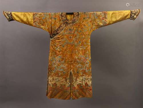 CHINESE YELLOW EMBROIDERTY IMPERIAL DRAGON ROBE