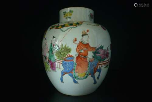 A Chinese Qing Dynasty WuCai Figures Jar