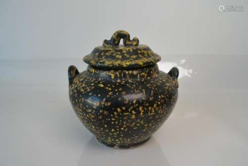 Song dynasty cizhou kiln black glaze gold stripe two-se