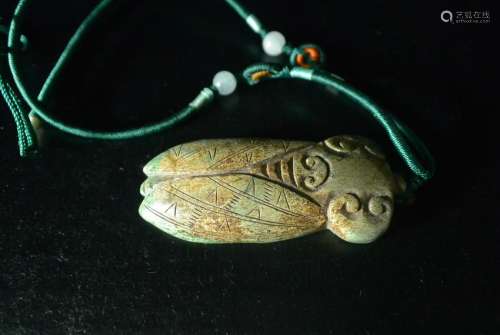 A Ancient Jade Carved with Cicada Pendant Han Dynasty