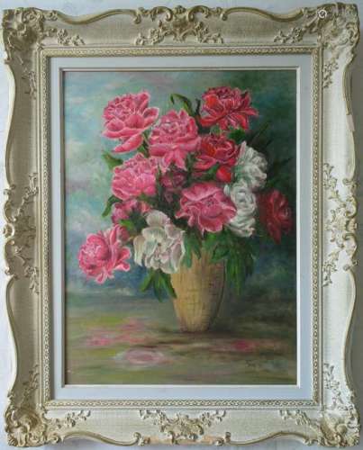 Beautiful old flower painting, signed oil painting work