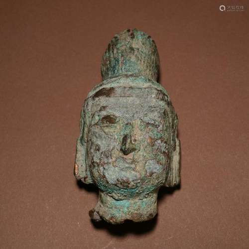 CHINESE ANCIENT BRONZE BUDDHA HEAD