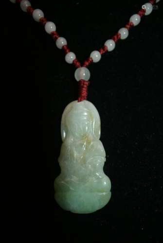 Jadeite jade Guanyin pendant