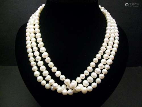 A LONGER NATURAL PEARL BEADS NECKLACE-192 Beads