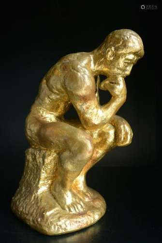 The Worker, Gold lacquer painted clay maquette, H:27cm,