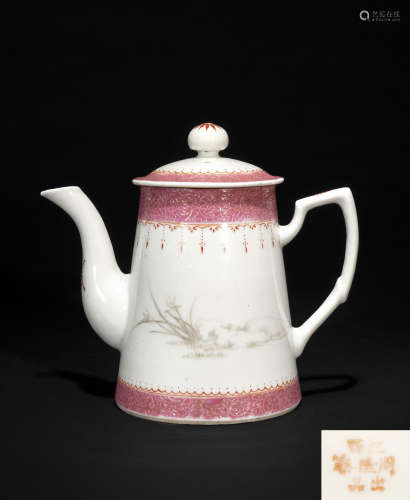 民國 刻瓷茶壺