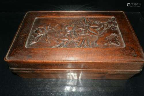 Old mahogany buckled rectangular jewelry box