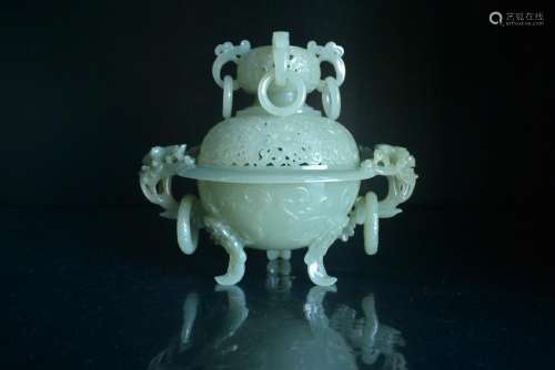 Qing dynasty marks are stellate jade white Lotus ring h