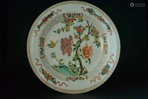 A finely famille rose butterfly and flowers dish