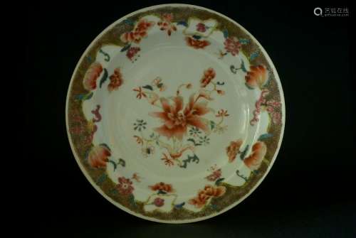 A Famille Rose Flowers Plate Qing Dynasty Yongzheng