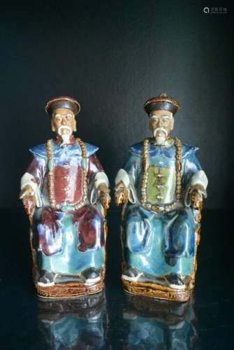 Pair Of Finely Chinese Qing Dynasty Officer Statue