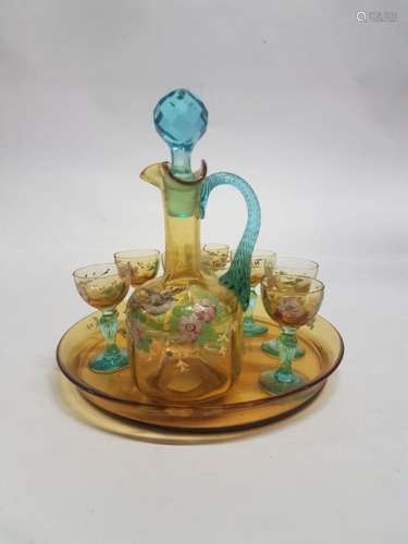 TRAVAIL ART NOUVEAU Service à liqueur en verre tei…