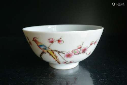Qing Dynasty the pastel plum blossoms with the bird pat