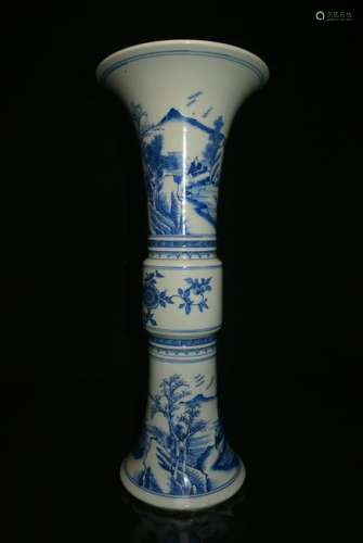 A Beautiful And Rare KangXi Period B/W Glaze HUA-GU Vas