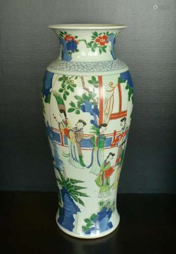 Rare Chinese Kangxi period B/W Wu-Cai Guan-Yin Vase:52c