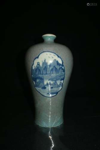 Qing dynasty Mid-late Blue and white medallion Landscap