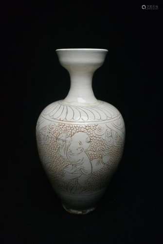 Song Dynasty Cizhou Kiln White glaze Hand carved Baby p