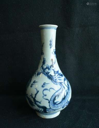 A Yuan Dynasty Period Blue And White Glaze Dan Vase
