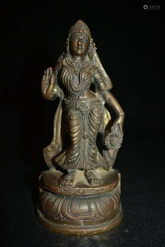 Bronze statue of avalokitesvara standing lotus in qing