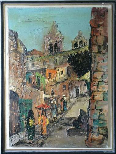 Signature oil painting works, old oil painting of ancie