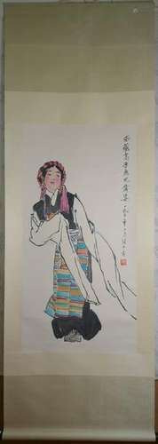 e qianyu Tibetan dancer painting: