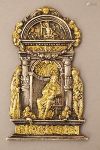 Christofora Foppa (1452-1526)-manner, silver plaquette with fine engraved figures and ornaments,