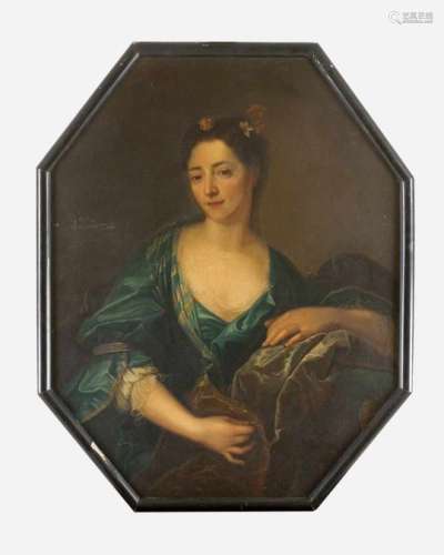 Allan Ramsay (1713-1784)- attributed. Portray of a lady in octagonal frame. Oil On Canvas.90*70cm