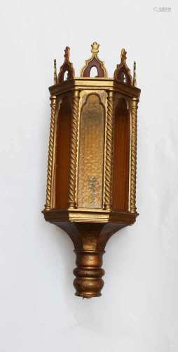Large Venetian Pier lamp. Woodcarved, partly turned with open work top decorations and fluted side