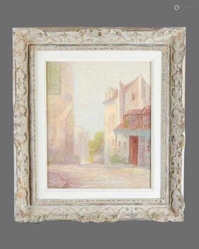 Rudolf Quittner (1872-1910), Rue Corot Paris, oil on canvas, signed bottom left, framed.45 x 37 cm