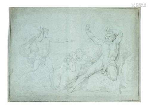 Heinrich Friedrich Füger (1751- 1818)- attributed, allegorical scene, black chalk on blue paper,