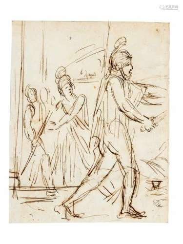 Artist late 18th Century, Studies of soldiers, black ink on paper.24 x 19 cm