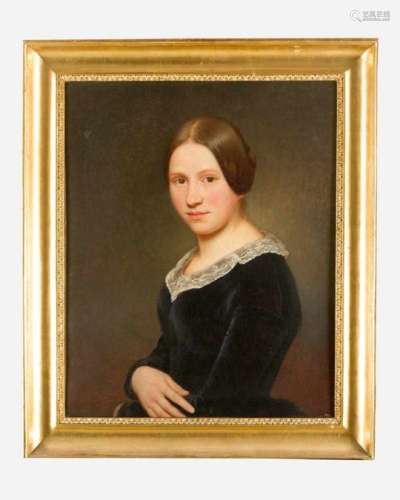 Austrian School first half 19th Century, portrait of a girl, oil on canvas, framed.65 x 52 cm