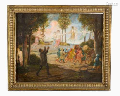 Symbolist around 1920, fairytale scene, oil on wooden panel, signed bottom right “K.Felsenherzt..”?,