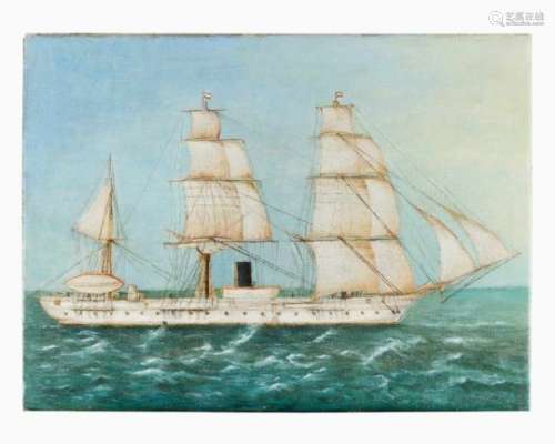 Marine Painting, sailing ship, oil on canvas, 19th Century47 x 63 cm