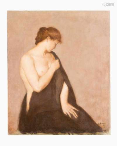 Karl Sterrer (1885- 1972 ), female half nude , oil on canvas, signed bottom right, dated 1909.67,5 x