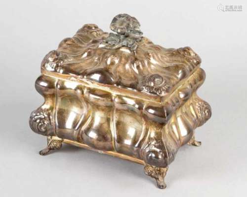 Vienna sugar box rectangular shape, on four feet inside gilded, marked sterling 19th century, weight