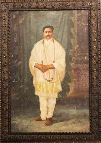 Raja Ravi Varma (1848-1906)-attributed, Portrait of a honourable Indian gentleman oil on canvas