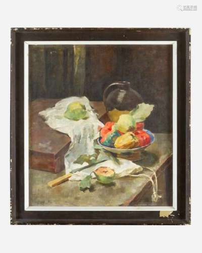 Carl Fischer(1887-1962) still life with vegetables, oil on canvas signed bottom right on the reverse