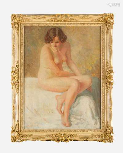 Hungarian Artist 20th century. Female nude, oil on canvas, signed bottom left, framed.77x57cm