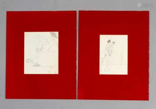 Austrian school around 1920/1930. Two erotic studies, pencil on paper. One signed bottom right and