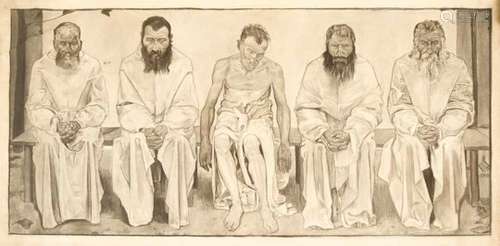 Ferdinand Hodler (1853-1918) – attributed. Study for the painting die Lebensmüden Black chalk on