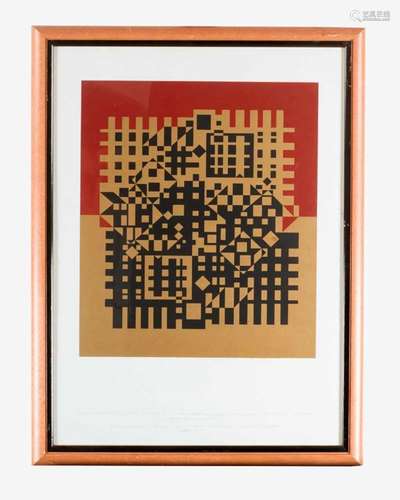 Victor Vasarely (1906-1997) – graphic. Geometric composition, art print on paper, described in